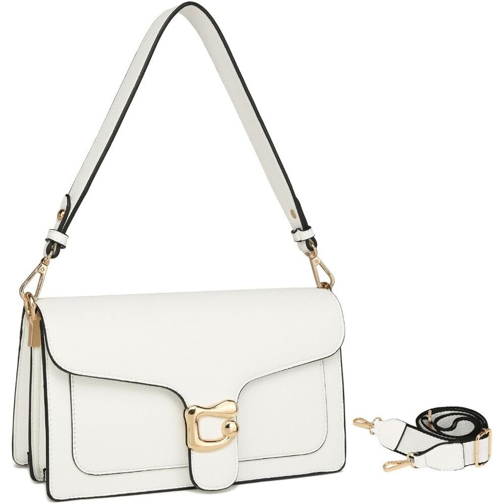 Women White Imported Leather Trendy Small Cross Body Evening Shoulder Handbag